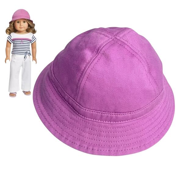 American Girl 2in1 Beach Outfit HAT Pink Canvas Doll Hat Summer Accessory - Picture 5 of 6